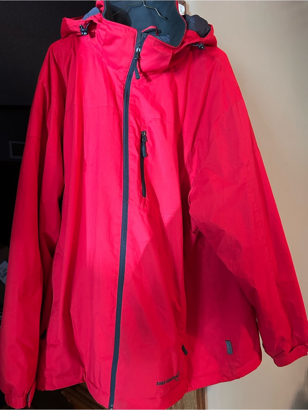 Free Country Red Men's Hooded Raincoat
